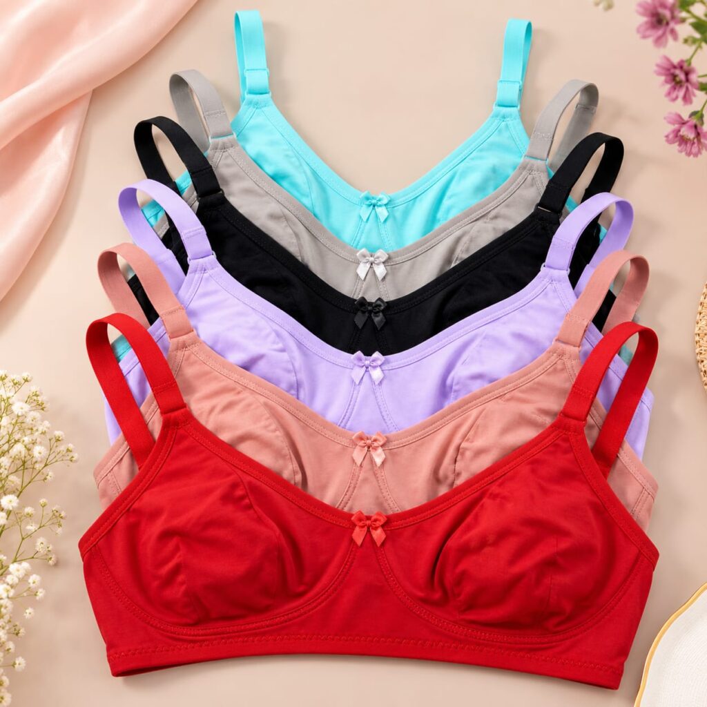 Women’s Non-Padded Cotton Spandex Bra | 3/4 Coverage Pack of 3